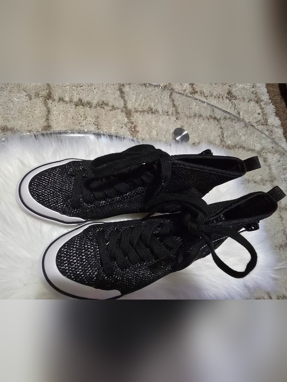 G by Guess Black Knit High-Top Lace-Up Sneakers